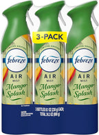 Febreze Air Mist, Air Freshener Spray, Odor Fighting Room Spray, Deodorizer for Home Bathroom Kitchen Office Apartment Dorm Room Classroom, Mango Splash Scent, 8.1oz (Pack of 3)