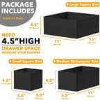 SpaceAid Drawer Organizer Clothes, 24 Pack Dresser Organizer Bins for Nursery, Closet Organization and Storage Dividers for Clothing, Baby Clothes, Underwears, Socks (Black)