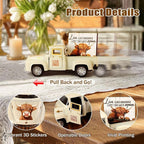 Huray Rayho Highland Cow Metal Truck Decor - with Live Like Someone Left The Gate Open Wooden Sign, Highland Cow Gifts Stuff for Women Farmhouse Western Office Decor for Home,Shelf,Tiered Tray,Table