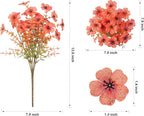 Artificial Fall Flowers Fake Mums for Outdoor Autumn Decoration, 12 Bundles Faux Silk Orange Yellow Mums Daisy Look Real UV Resistant for Outside Home Porch Patio Planter