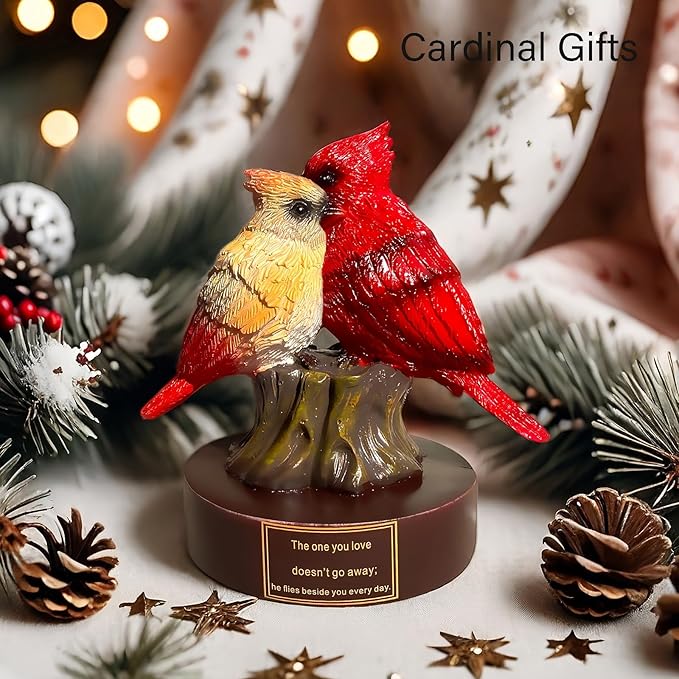 Cardinal Figurine of Resin, Red Bird Collectible Figurines Home Decor,Cardinal Gifts for Women,Memorial Sympathy Gifts for Loss of Loved One