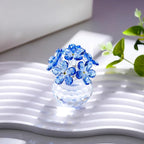 Qianwei Blue Crystal Flowers Figurine - Forget Me Not Gifts Sympathy Glass Flowers Collectible Figurines Decor Paperweight Ornament Home Office Table Desk Decorations
