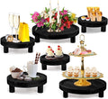 6PCS Wooden Risers for Display Wood Cake Stand for Party Round Food Risers for Buffet Wooden Holder Rustic Riser for Decor Tiered Tray Decor Home Kitchen (Black, 6 PCS (8”, 6”, 5”))