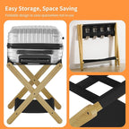 Heybly Luggage Rack, Folding Suitcase Stand with Storage Shelf, Heavy-Duty Luggage Holder for Guest Room Bedroom Hotel, Holds up to 165 lb, Natural, HLR010N1