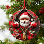 3D Santa Ornaments for Christmas Tree,Christmas Tree Fun Santa Decorations, Resin Funny Holiday Decoration, Christmas Ornaments Hanging Decoration Gift