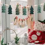 Hahafelt Boho Christmas Green Tassel Garland 6.56ft Christmas Tree Yarn Banner with Wood Beads Sage Green Wall Hanging Decor for Cottage Mantel Bedroom Nursery Baby Shower Playroom Decors