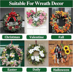 ZMCINER Adjustable Wreath Hanger, 15-25 Inch, 20 lbs, Brushed Red, Perfect for Christmas & Fall Wreaths