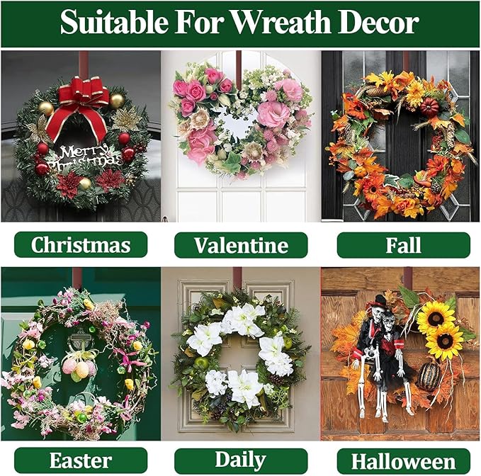 ZMCINER Adjustable Wreath Hanger, 15-25 Inch, 20 lbs, Brushed Red, Perfect for Christmas & Fall Wreaths