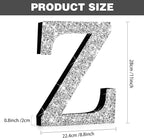 Qunclay 12'' Silver Crystal Diamond Bling Letters Crushed Diamond Decoration Wooden Glitter Letter with Screw and Hooks Rhinestone Gift for Wedding Y2k Mcbling Bedroom Wall Decor (Letter Z)