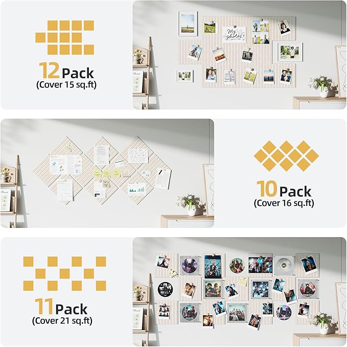 Large Cork Board for Wall 48" x 60" Oatmeal Bulletin Board with Safe Removable Adhesive Squares for Pictures Photos, Alternative CorkBoard Felt Pin Boards Tiles for Office Classroom Wall Decor-20 Pack