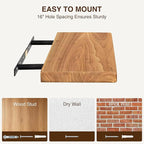 Floating Shelves 40" W x 8" D, Solid Elm Wood Shelves for Wall, 8 Inch Deep Floating Shelves, Rustic Wooden Bathroom Shelves 40" Long - for Living Room, Kitchen, Office, Set of 2, Heavy-Duty Bookshelf