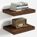 Vivelove 10 Inch Deep Floating Shelves 10 inch Long, 10 x 10 Wide Wall Shelves with Invisible Brackets, for Bedroom Bathroom Living Room Kitchen Office, Farmhouse Home Decor, Set of 2, Rustic Brown