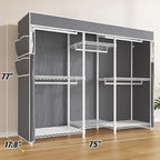 Raybee Clothes Rack with Cover,Clothing Racks for Hanging Clothes Heavy Duty,Portable Closet with Shelves,Adjustable,Loads 905 LBS,White,75" W*17.8" D*77" H