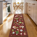 U'Artlines 2'x6' Red Christmas Runner Rug for Hallways Kitchen,Colorful Floral Soft Non Slip Washable Floor Carpet Runners for Entryway Laundry Room Bathroom (Red)