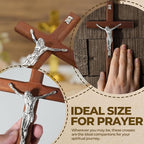 XIPENGKEJI Wooden Cross for Wall,Can be Used for Christian Wall Art,Jesus Cross Decorp-Perfect Decoration,Catholic Crucifix Home Decoration for Spiritual alvation,Christian Gifts-7.87Inch X 4.5Inch(Black)