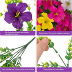 INSPRING Artificial Outdoor Flowers Hanging Baskets Faux Plants Spring Decoration, UV Resistant Fake Silk Morning Glory in Planter Look Real Petunias for Outside Patio Porch Balcony Garden Home, 6Mix