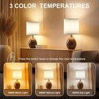 Dawnwake 18.5" Table Lamp Set of 2 for Living Room Bedroom, Bedside Lamps for Night Stands, Desk Nightstand Lamp Dimmable, Modern Linen Cream Ceramic Lamps (Coffee)