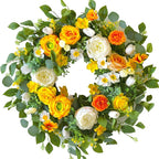 Spring Wreaths for Front Door Outside 24 Inch Yellow & White Spring Summer Wreath with Peony Rose Ranunculus Daffodil & Greenery, Indoor Outdoor Vibrant Hanging Season Decor for Wall Porch