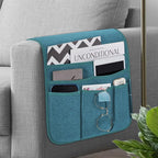 Teniux Remote Control Holder Armchair Caddy for Recliner Couch, Non-Slip Armrest Organizer with 5 Pockets for Magazine, Tablet, Phone, iPad (Teal)
