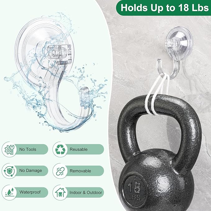 Antimbee 2 Pack Suction Wreath Hangers for Front Door, Heavy Duty Large Suction Cup Hooks Hanging Easter Garland, Reusable Wreath Door Hanger for Outdoor Window Shower, Hold Up to 18 Lbs