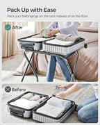 SONGMICS Luggage Rack, Pack of 2, Luggage Racks for Guest Room, Suitcase Stand, Steel Frame, Foldable, for Bedroom, Gray URLR64GS-2