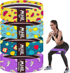Fabric Resistance Bands for Women & Men – 4 Durable Exercise Bands for Working Out, Non-Slip & Non-Pinching Workout Bands – Multiple Resistance Levels Booty Bands for Legs Butt Glutes Hips Abs & More.