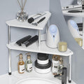 Weenson Bathroom Counter Organizer Over Sink for Toiletries Makeup, Kitchen Countertop Organizer Spice Rack for Salt, 2-Tier Corner Counter Shelf for Coffee Area Storage Dresser Table Bamboo