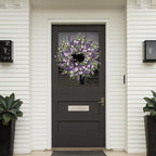 Sggvecsy Purple Daisy Wreath 24 Inch Spring Summer Wreath with Fake Silk Floral Green Eucalyptus Leaves and Lavender for Front Door Window Wall Wedding Farmhouse Festival Decor