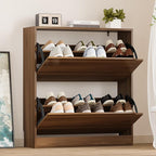 Shoe Cabinet with 2 Flip Drawers, Slim Narrow Shoe Storage Cabinet, Freestanding Shoe Organizer with Adjustable & Removable Shelves, Top Display Shelf for Entryway, Hallway, Foyer, Closet