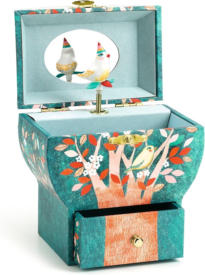 DJECO Musical Jewelry Box for Kids - Treasure Box Night Singing - Storage for Necklace, Bracelets, Rings, Earrings, Small Toys, Decorations, Keepsake & Trinkets - Safe for Ages 3+ Boys & Girls