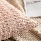 MIULEE Pack of 2 Corduroy Decorative Throw Pillow Covers 18x18 Inch Soft Boho Striped Pillow Covers Modern Farmhouse Home Decor for Sofa Living Room Couch Bed Pink Spring Valentine Decor