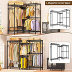 Heavy Duty Garment Rack Clothes Rack,Large Metal Closet Organizer System Storage Wardrobe,Freestanding Clothing Rack Black 15.75" D x 77.5" W x 77" H