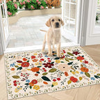 U'Artlines Indoor Door Mat Entrance Rug 2'x3'Soft Non Slip Machine Washable Floral Small Area Rug Carpet for Entryway Kitchen Bathroom Bedroom Beige