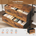 T3 Closet System with Stepless Dimmable LED Light, Industrial Pipe Clothing Rack with 4 Drawers, 6 Wooden Shelves & 4 Telescopic Rods, Heavy Duty Closet Organizers in Wardrobe Closet (Rustic Brown)