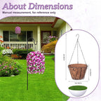 Artificial Fake Hanging Flowers Basket for Spring Decor, Faux Silk Flower in Planter for Summer, Outdoor Artificial Floral for Home Porch Yard(Double Lotus)