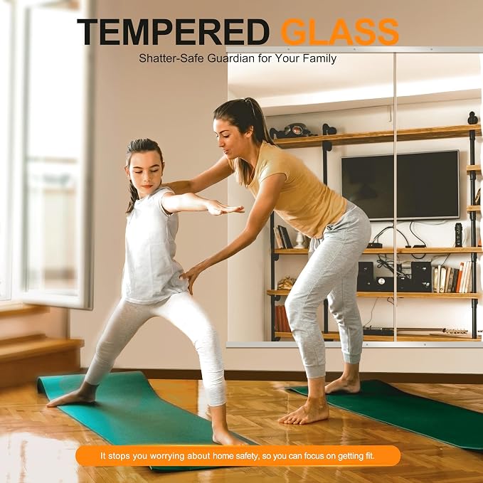 Delma Home Gym Mirror,54''x28''x2PCS Silver,Large Full Body Tempered Glass Frameless, Wall-Mounted for Gym, Yoga, Garage, Bedroom, Bathroom