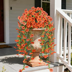 Artificial Hanging Flowers for Outdoors,2 Bundles Silk Fake Fall Flowers for Outside, Realistic Faux Plants for Hanging Baskets, Planters-Porch, Patio, Yard Decor(Orange)