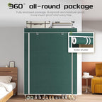 Portable Wardrobe, Simple Wardrobe, with 5 Shelves, Hanging Rod and Non-Woven Fabric Cover, Suitable for Small Spaces.(Green, 41.3 in)