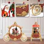 Christmas Red Carriage Snow Globe Lantern with Gift Box - Santa Scene Water Lantern with Glitter Snow - Musical Holiday Decor with LED Lights - Battery Or USB Cable Powered Operated (Red with gold)