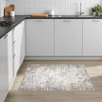 Washable Area Rug 2x3 Entryway Rug: Washable Modern Abstract Soft Thin Rug Indoor Floor No Slip Stain Resistant Carpet for Bedroom Dining Room Farmhouse Nursery Home Office - Brown Grey
