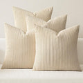 MIULEE Boho Farmhouse Throw Pillow Covers 20x20 Inch Set of 4 Mordern Nordic Cushion Covers Soft Corduroy Spring Home Decor for Couch Bed Sofa Living Room Beige