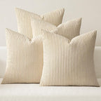 MIULEE Boho Farmhouse Throw Pillow Covers 20x20 Inch Set of 4 Mordern Nordic Cushion Covers Soft Corduroy Spring Home Decor for Couch Bed Sofa Living Room Beige