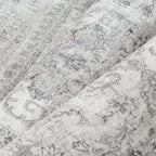 Gray Area Rug 8x10 for Living Room Washable Vintage Carpet Low Pile Non Slip Distressed Soft Traditional Retro Oriental Large Grey Accent Throw Rug Office Bedroom Dining Room Playroom