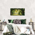 Forest Wall Art for Living Room Nature Green Forest Landscape Canvas Pictures Wall Decor Large Sunlight Woodland Paintings Sunshine Trees Scenery Photo Prints Bedroom Office Home Decoration 20x40"