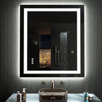 LOAAO 24”X30“ RGB LED Bathroom Mirror with Lights, Large, Anti-Fog, Dimmable Smart Lighted Bathroom Vanity Mirror, Multiple Light Modes, RGB Backlit + Front Light, Memory Function, Tempered Glass