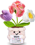 Gifts for Mom from Daughter Son, Mom Birthday Gifts, Gift for Moms Mother in Law Step Mama Mommy, Mother's Day Birthday I Love You Present for Moms, Cute Handmade Crochet Positive 3 Flowers Doll