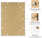 14x20 Picture Frame 3 Pack - White Poster Frame Display Pictures 11x17 with Mat or 14 x 20 Without Mat for Wall Hanging Horizontal and Vertical