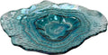 Things2Die4 Decorative Oyster Shaped Plate, 13 X 10 Inch Iridescent Sea Blue Glass Decorative Plate for Coastal Tabletop Display, Nautical Accent Dish for Entryway or Living Room