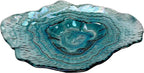 Things2Die4 Decorative Oyster Shaped Plate, 13 X 10 Inch Iridescent Sea Blue Glass Decorative Plate for Coastal Tabletop Display, Nautical Accent Dish for Entryway or Living Room