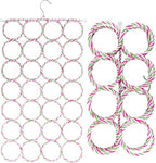 Super Z Outlet Foldable 28 Ring Hole Slots Space Saving Clothing Closet Hanger Scarf, Ties, Belts, Socks Organizer for Home Bedroom, Bathroom, Living Room (Multicolor)